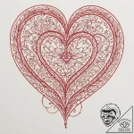 Embroidered heart with a needle and golden th… – tattoo sketch (№1752633651_0, 16.07.2025 02:40) — tattoovalue.net
