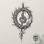 Burning serpent forming rune, tattoo drawing… – tattoo sketch (№1752633734_0, 16.07.2025 02:42) — tattoovalue.net