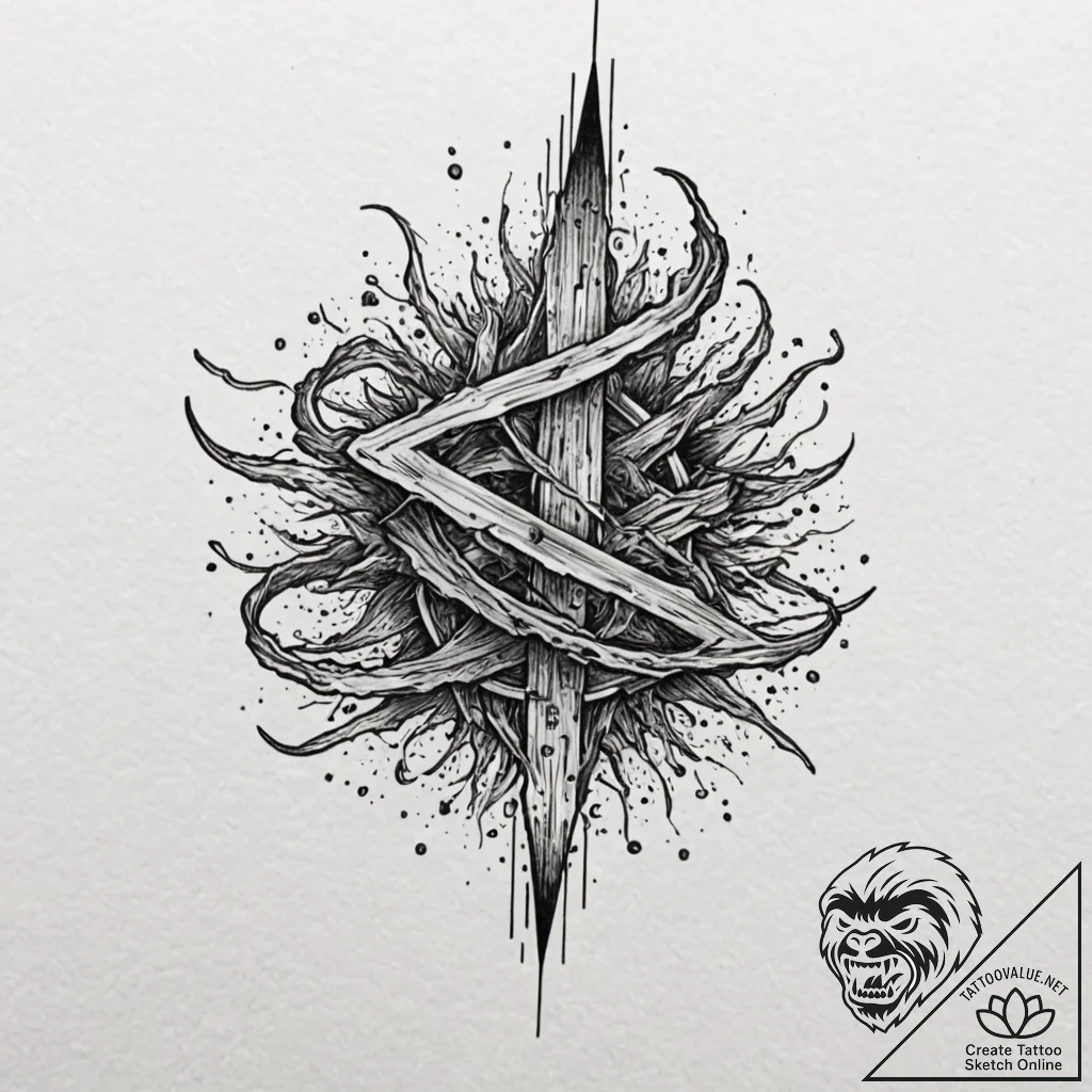 Fallen blade devouring starlight, ink illustr... - tattoo sketch (№1752633985_0, 16.07.2025 02:46) — tattoovalue.net