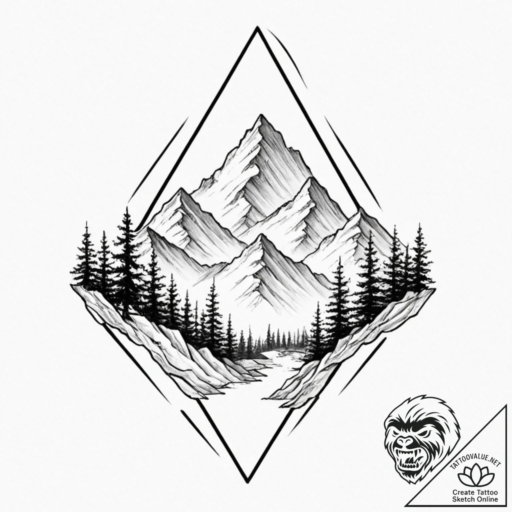 A mountain range symbol - tattoo sketch (№1752634068_0, 16.07.2025 02:47) — tattoovalue.net