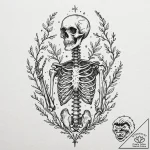 Skeleton, tattoo line art, moderately detaile… – tattoo sketch (№1752634618_0, 16.07.2025 02:56) — tattoovalue.net