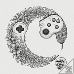 Nes controller, retro gaming, ink illustratio… – tattoo sketch (№1752634847_0, 16.07.2025 03:00) — tattoovalue.net