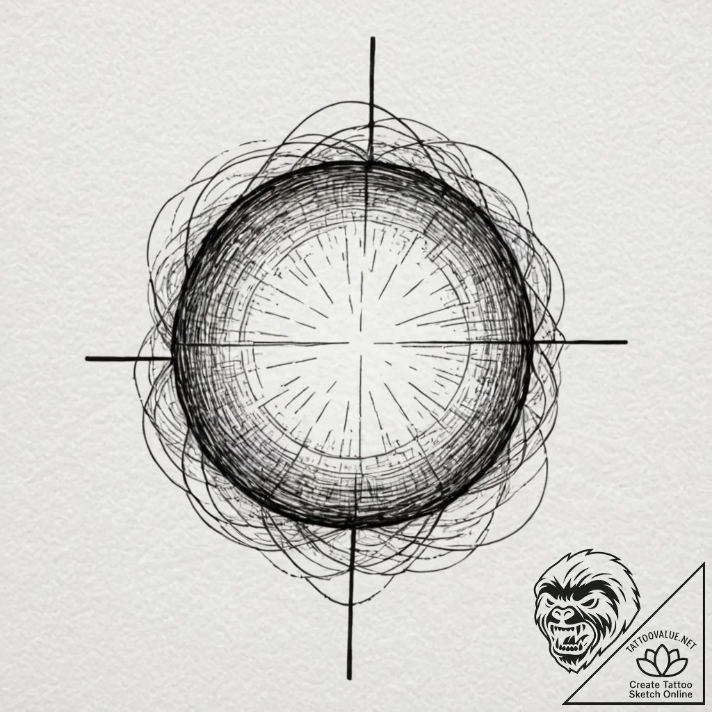 Orb glowing with spectral light, tattoo line... - tattoo sketch (№1752635000_0, 16.07.2025 03:03) — tattoovalue.net