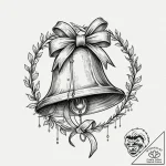A classic bell with a ribbon, celebration,, t… – tattoo sketch (№1752635535_0, 16.07.2025 03:12) — tattoovalue.net