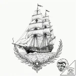 Frigate, artistic tattoo sketch, professional… – tattoo sketch (№1752635994_0, 16.07.2025 03:19) — tattoovalue.net