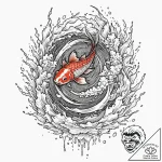 Koi fish leaping through storm clouds, tattoo… – tattoo sketch (№1752636224_0, 16.07.2025 03:23) — tattoovalue.net