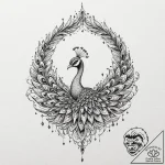 Peacock tail devouring stars, ink illustratio… – tattoo sketch (№1752636607_0, 16.07.2025 03:30) — tattoovalue.net