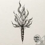 Flaming roots entwining blade, artistic tatto… – tattoo sketch (№1752636683_0, 16.07.2025 03:31) — tattoovalue.net