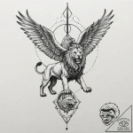 Griffin with the body of a lion and the head… – tattoo sketch (№1752637192_0, 16.07.2025 03:39) — tattoovalue.net