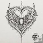 A detailed broken heart with wings, freedom f… – tattoo sketch (№1752637345_0, 16.07.2025 03:42) — tattoovalue.net
