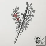 Dagger entwined with ivy, tattoo sketch desig… – tattoo sketch (№1752637500_0, 16.07.2025 03:45) — tattoovalue.net