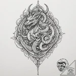 Kimono dragon winding around fan, tattoo sket… – tattoo sketch (№1752637576_0, 16.07.2025 03:46) — tattoovalue.net