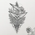Tattoo design a small paper airplane flying f… – tattoo sketch (№1752647653_0, 16.07.2025 06:34) — tattoovalue.net