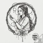 Tattoo sketch: mokosh, depicted as a serene w… – tattoo sketch (№1752648305_0, 16.07.2025 06:45) — tattoovalue.net