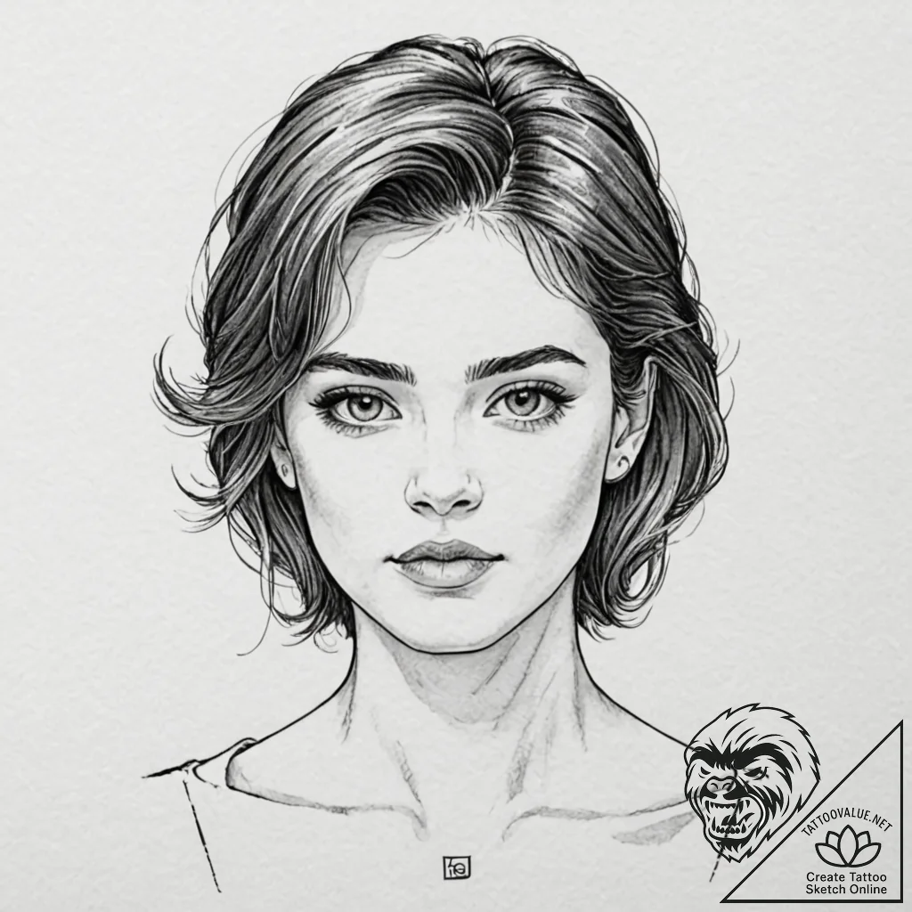 A neo-traditional portrait of one of the "chi... - tattoo sketch (№1752648387_0, 16.07.2025 06:46) — tattoovalue.net