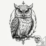 Neo-traditional tattoo design of the owl from… – tattoo sketch (№1752649042_0, 16.07.2025 06:57) — tattoovalue.net