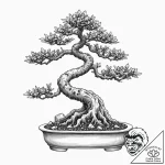 Bonsai, tattoo drawing outline, realistic bla… – tattoo sketch (№1752649206_0, 16.07.2025 07:00) — tattoovalue.net