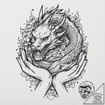 Tattoo sketch: a stylized depiction of hands… – tattoo sketch (№1752649368_0, 16.07.2025 07:02) — tattoovalue.net