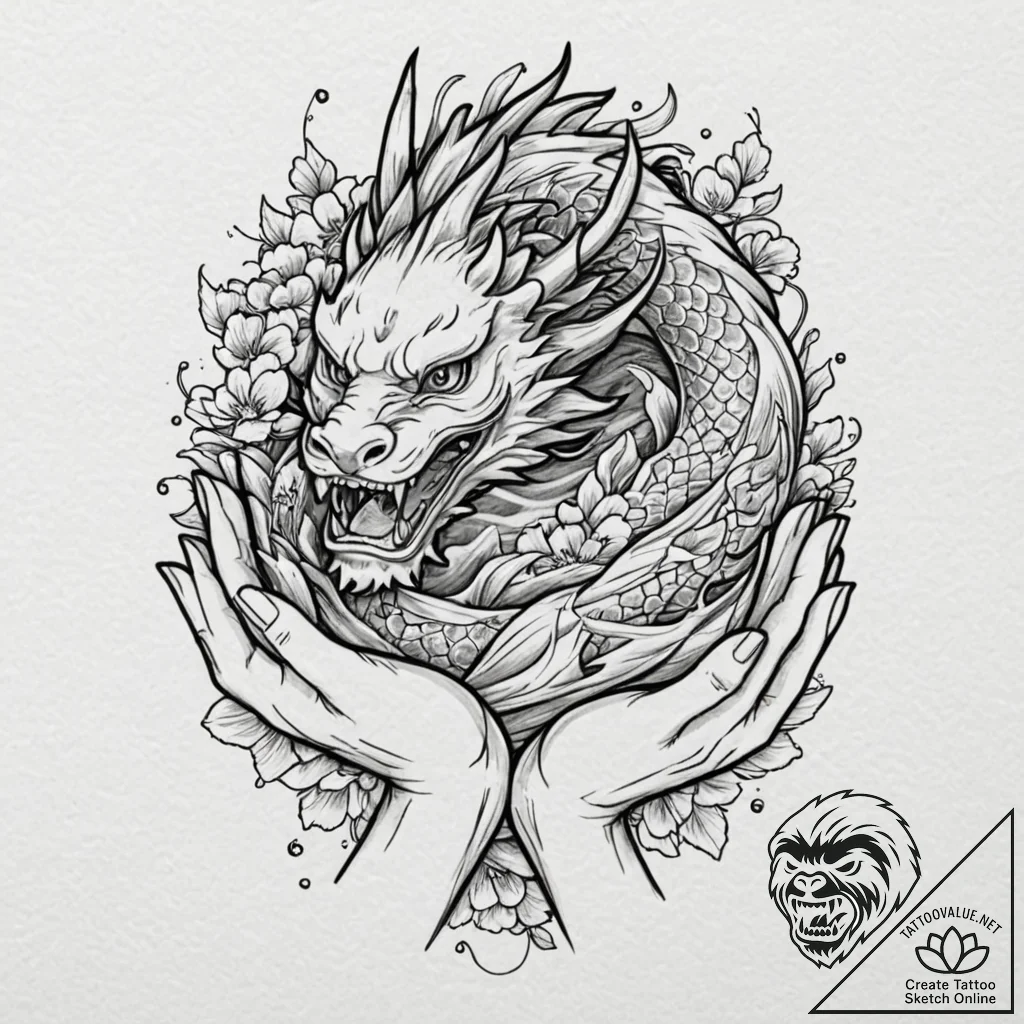 Tattoo sketch: a stylized depiction of hands... - tattoo sketch (№1752649368_0, 16.07.2025 07:02) — tattoovalue.net