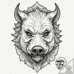 A linework tattoo of inosuke’s boar mask,, in… – tattoo sketch (№1752649938_0, 16.07.2025 07:12) — tattoovalue.net