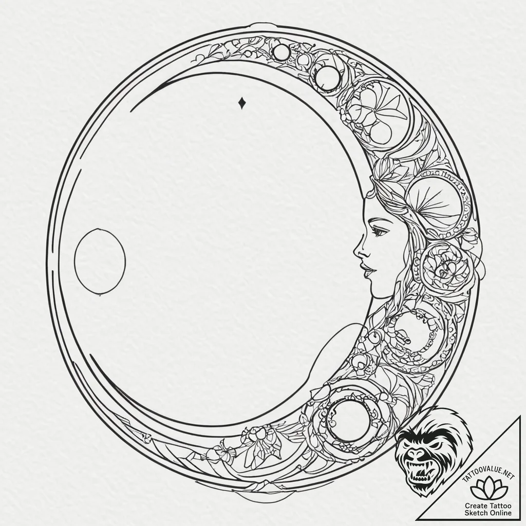 Tattoo sketch a subtle geometric moon phase s... - tattoo sketch (№1752650019_0, 16.07.2025 07:13) — tattoovalue.net