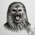 28. sketch of chewbacca letting out a mighty… – tattoo sketch (№1752651075_0, 16.07.2025 07:31) — tattoovalue.net