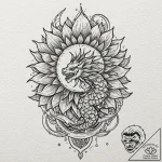 Tattoo sketch a sunflower with an eye at its… – tattoo sketch (№1752651321_0, 16.07.2025 07:35) — tattoovalue.net