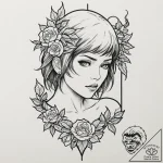 140. (ghost in the shell) a sketch of major m… – tattoo sketch (№1752651810_0, 16.07.2025 07:43) — tattoovalue.net