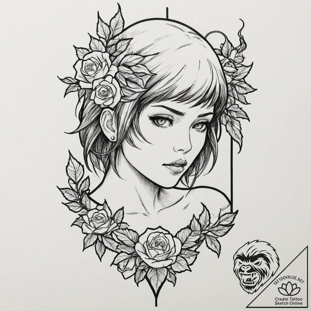 140. (ghost in the shell) a sketch of major m... - tattoo sketch (№1752651810_0, 16.07.2025 07:43) — tattoovalue.net