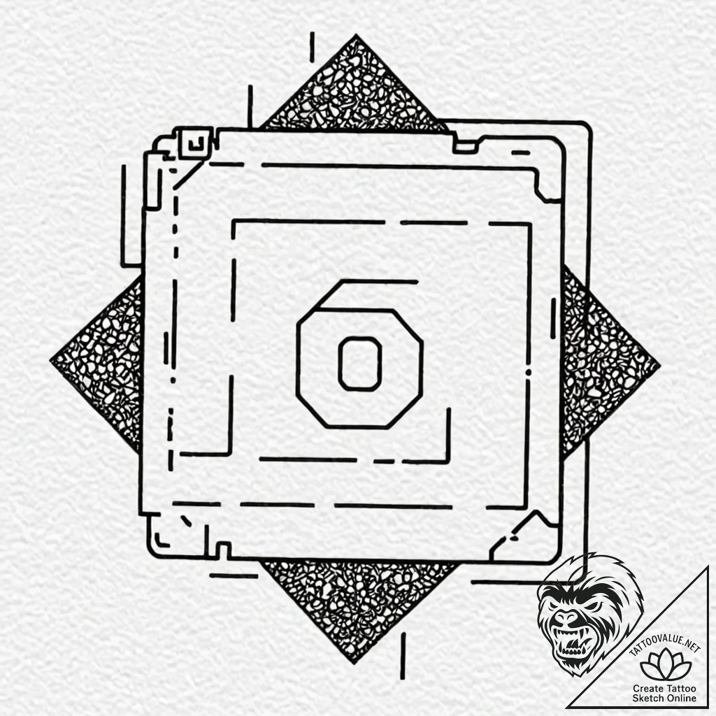 Tattoo sketch a pixelated "game save" icon wi... - tattoo sketch (№1752651972_0, 16.07.2025 07:46) — tattoovalue.net