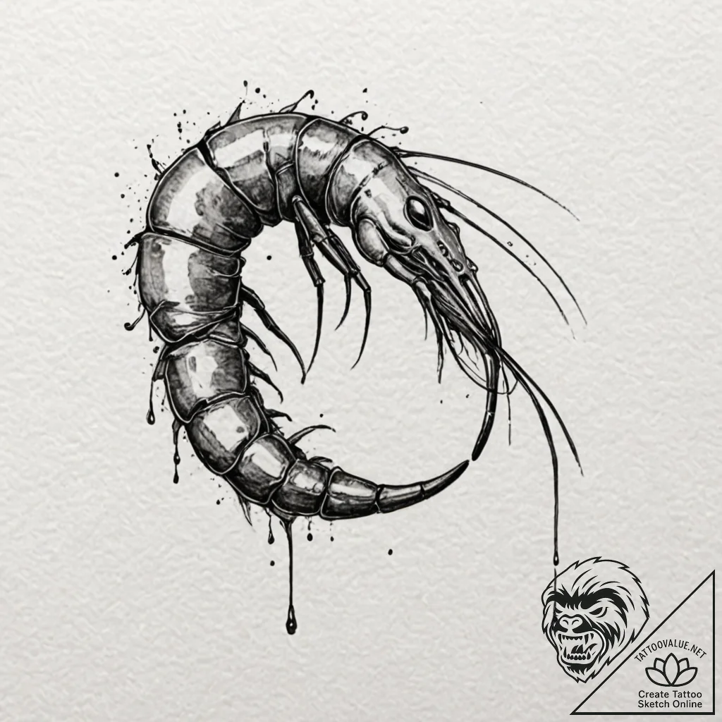 145. (district 9) a sketch of a prawn, lookin... - tattoo sketch (№1752652054_0, 16.07.2025 07:47) — tattoovalue.net