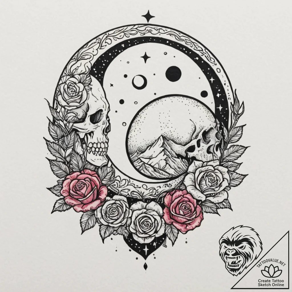 Watercolor sketch of the twin moons of arraki... - tattoo sketch (№1752652136_0, 16.07.2025 07:48) — tattoovalue.net