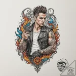 A linework tattoo of the war boys’ “v8” salut… – tattoo sketch (№1752652709_0, 16.07.2025 07:58) — tattoovalue.net
