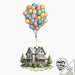 A watercolor sketch of carl’s house from up,… – tattoo sketch (№1752652951_0, 16.07.2025 08:02) — tattoovalue.net