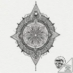 A geometric tattoo combining the kolovrat and… – tattoo sketch (№1752653608_0, 16.07.2025 08:13) — tattoovalue.net