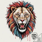 Tattoo design a lion’s head roaring protectiv… – tattoo sketch (№1752653775_0, 16.07.2025 08:16) — tattoovalue.net