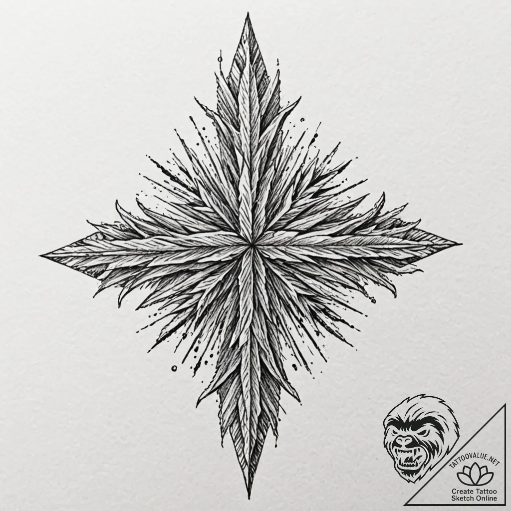 Tattoo design ice crystals forming a sharp, p... - tattoo sketch (№1752653941_0, 16.07.2025 08:19) — tattoovalue.net