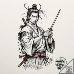 Tattoo design a samurai’s traditional fan wit… – tattoo sketch (№1752654348_0, 16.07.2025 08:25) — tattoovalue.net