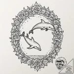 A playful dolphin leaping out of the ocean wa… – tattoo sketch (№1752658244_0, 16.07.2025 09:30) — tattoovalue.net