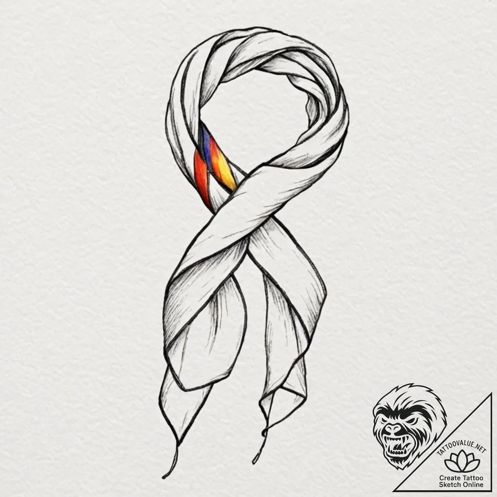 Tattoo design a flowing scarf or ribbon, symb... - tattoo sketch (№1752658325_0, 16.07.2025 09:32) — tattoovalue.net