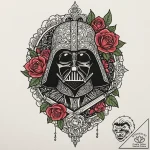 Chicano style tattoo sketch of darth vader’s… – tattoo sketch (№1752659202_0, 16.07.2025 09:46) — tattoovalue.net