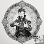 A neo-traditional portrait of doctor strange,… – tattoo sketch (№1752659283_0, 16.07.2025 09:48) — tattoovalue.net