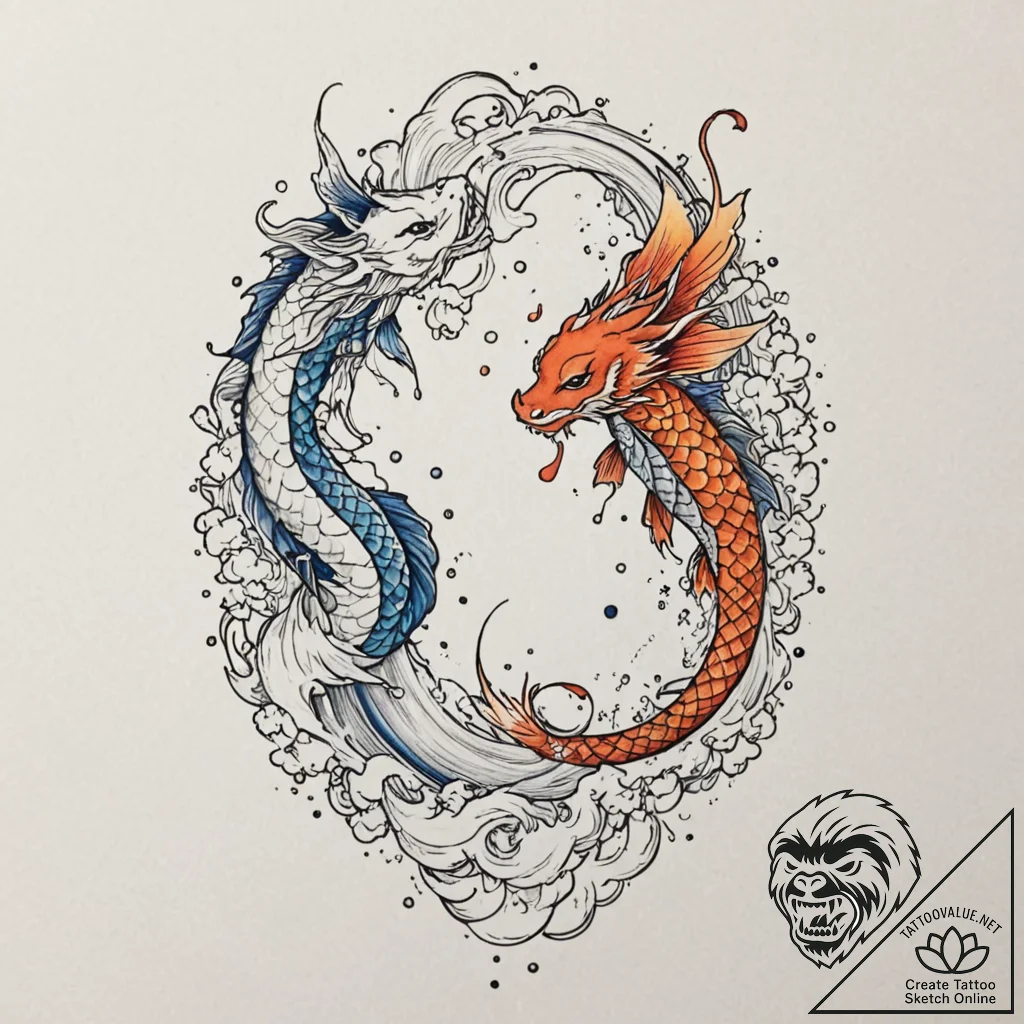 Tattoo design a "celestial dance" of two figu... - tattoo sketch (№1752659443_0, 16.07.2025 09:50) — tattoovalue.net