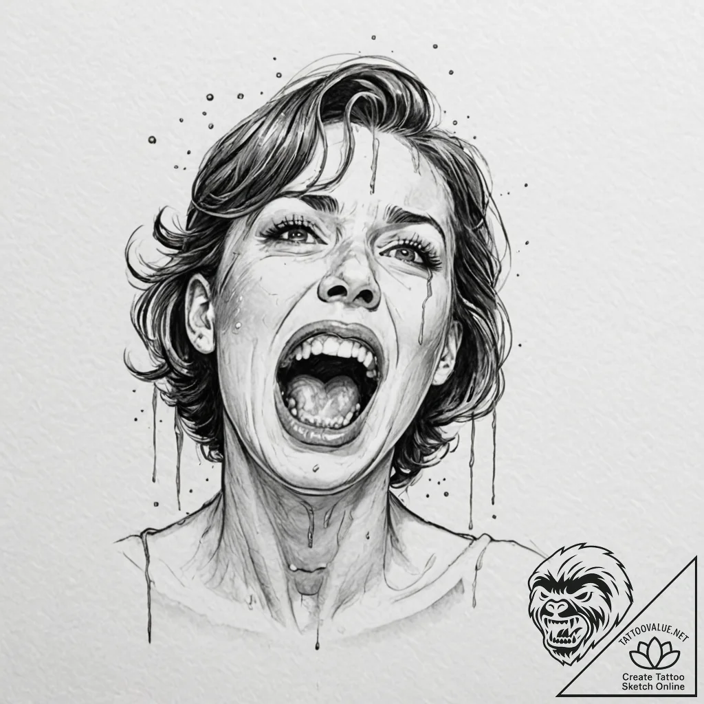A linework tattoo of the iconic shower scene... - tattoo sketch (№1752660302_0, 16.07.2025 10:05) — tattoovalue.net