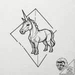 Linework tattoo design of the origami unicorn… – tattoo sketch (№1752660379_0, 16.07.2025 10:06) — tattoovalue.net