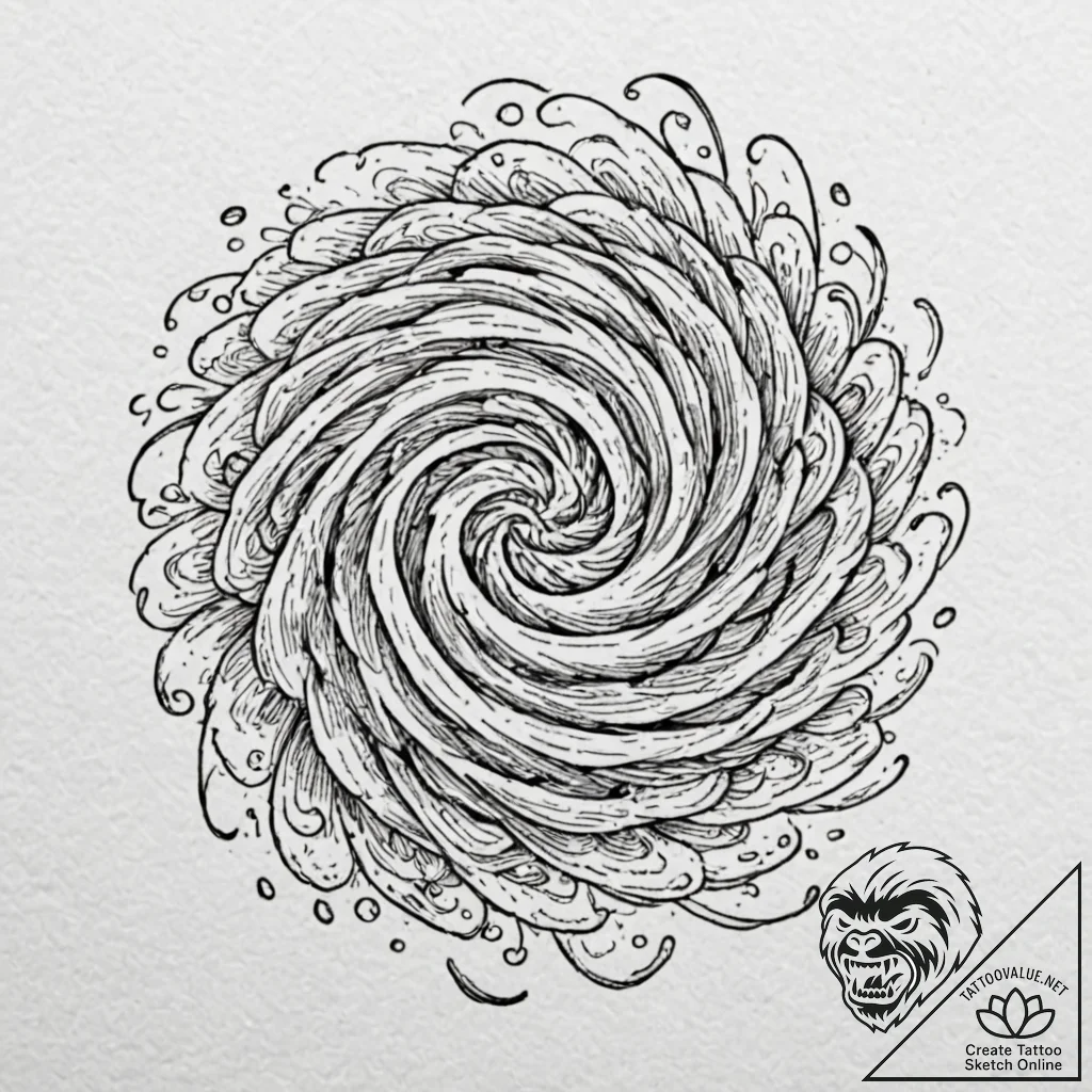 Tattoo design a swirling vortex of water, imm... - tattoo sketch (№1752661174_0, 16.07.2025 10:19) — tattoovalue.net