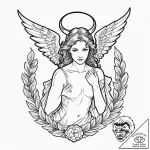 Angel and demon, artistic tattoo sketch, on a… – tattoo sketch (№1752661944_0, 16.07.2025 10:32) — tattoovalue.net