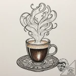 A close-up of a steaming espresso shot being… – tattoo sketch (№1752662101_0, 16.07.2025 10:35) — tattoovalue.net