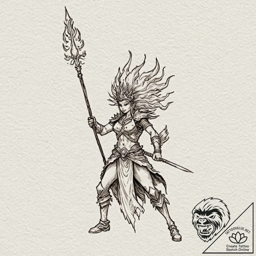 Tattoo design: a dynamic depiction of dazhbog... - tattoo sketch (№1752663591_0, 16.07.2025 10:59) — tattoovalue.net