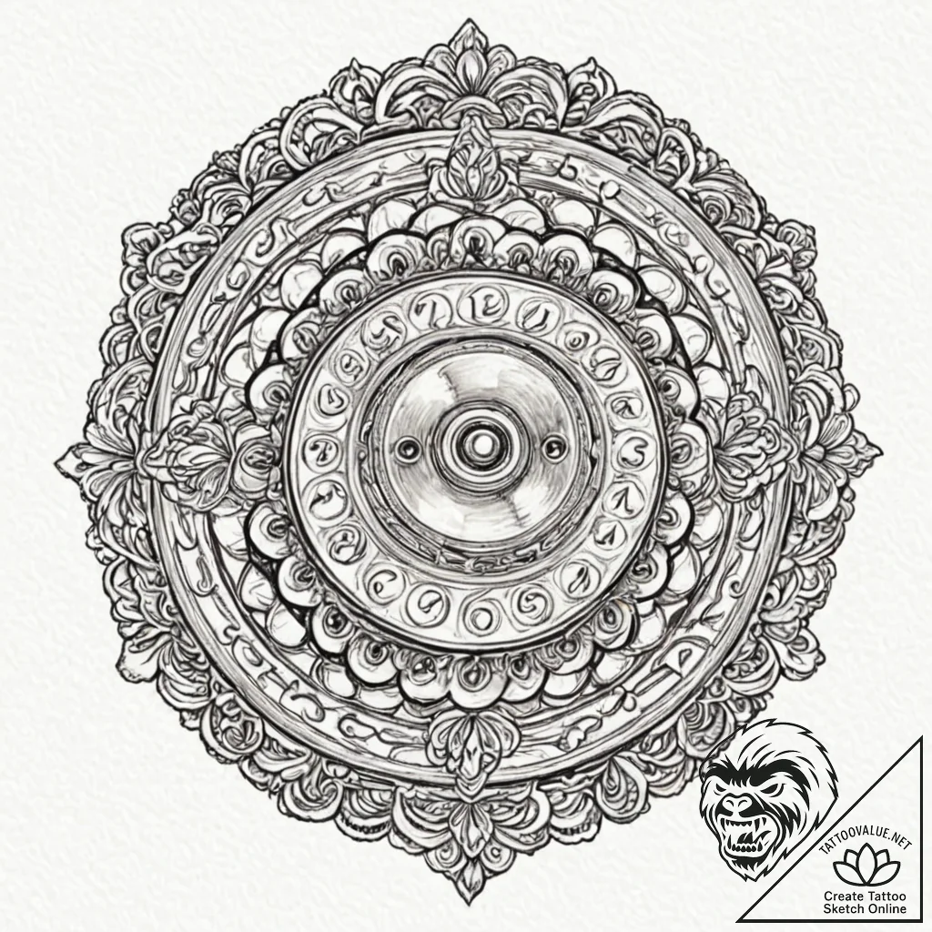 A close-up of a vintage telephone's rotary di... - tattoo sketch (№1752663752_0, 16.07.2025 11:02) — tattoovalue.net